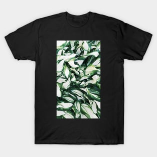 White and green leaves abstract T-Shirt